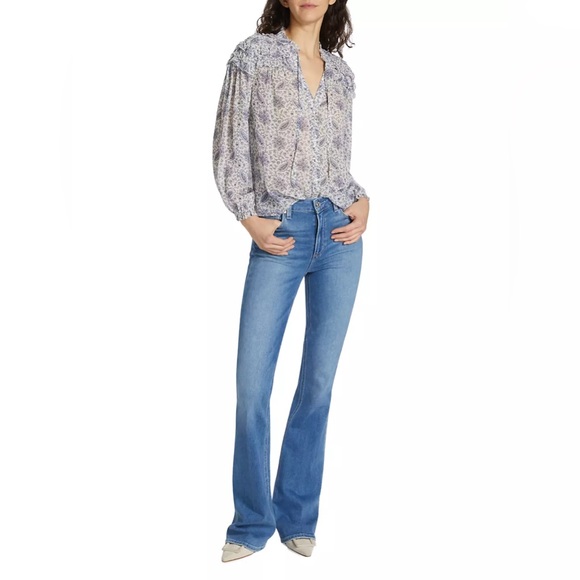 Paige Women’s Laurel Canyon High Waist Bootcut Jeans Bellflower Distressed - Picture 1 of 10